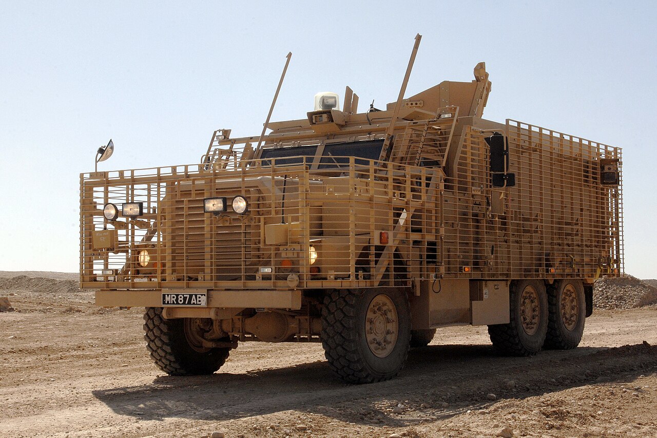 Not a Land Rover: a Mastiff 3 protected patrol vehicle in Helmand, Afghanistan. NP Aerospace armoured and integrated the British Army's Cougar-family vehicles — Mastiff, Ridgback and Wolfhound — from 2006.