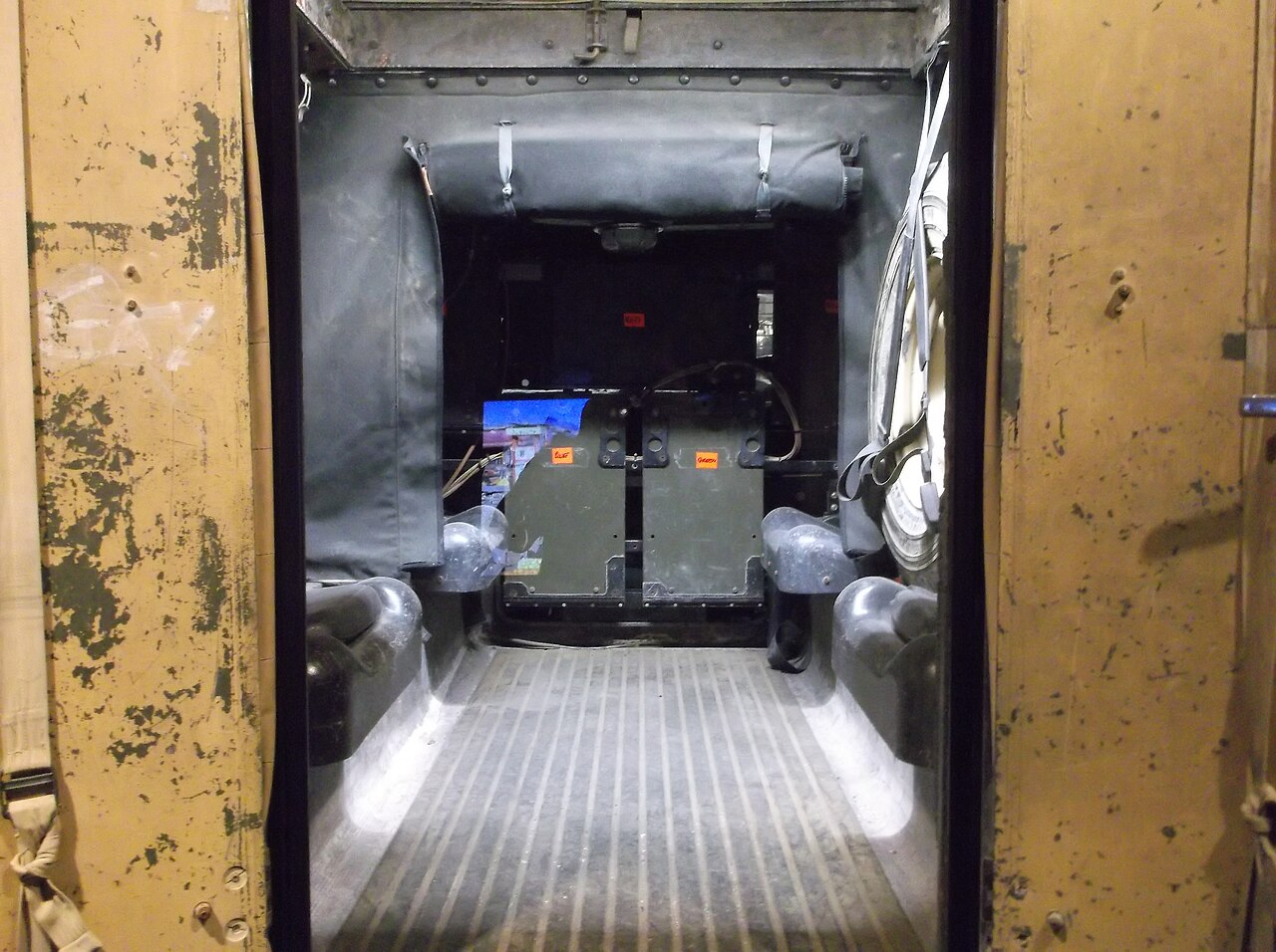 A Snatch Land Rover displayed at the Imperial War Museum, London — the CAV 100 composite armoured body built by NP Aerospace on the Heavy Duty Defender 110 chassis.