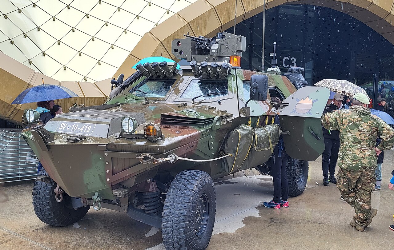 Not a Land Rover: an Otokar Cobra of the Slovenian Armed Forces. The Cobra is one of Otokar's own armoured designs, the line of business that succeeded its Land Rover licence work.
