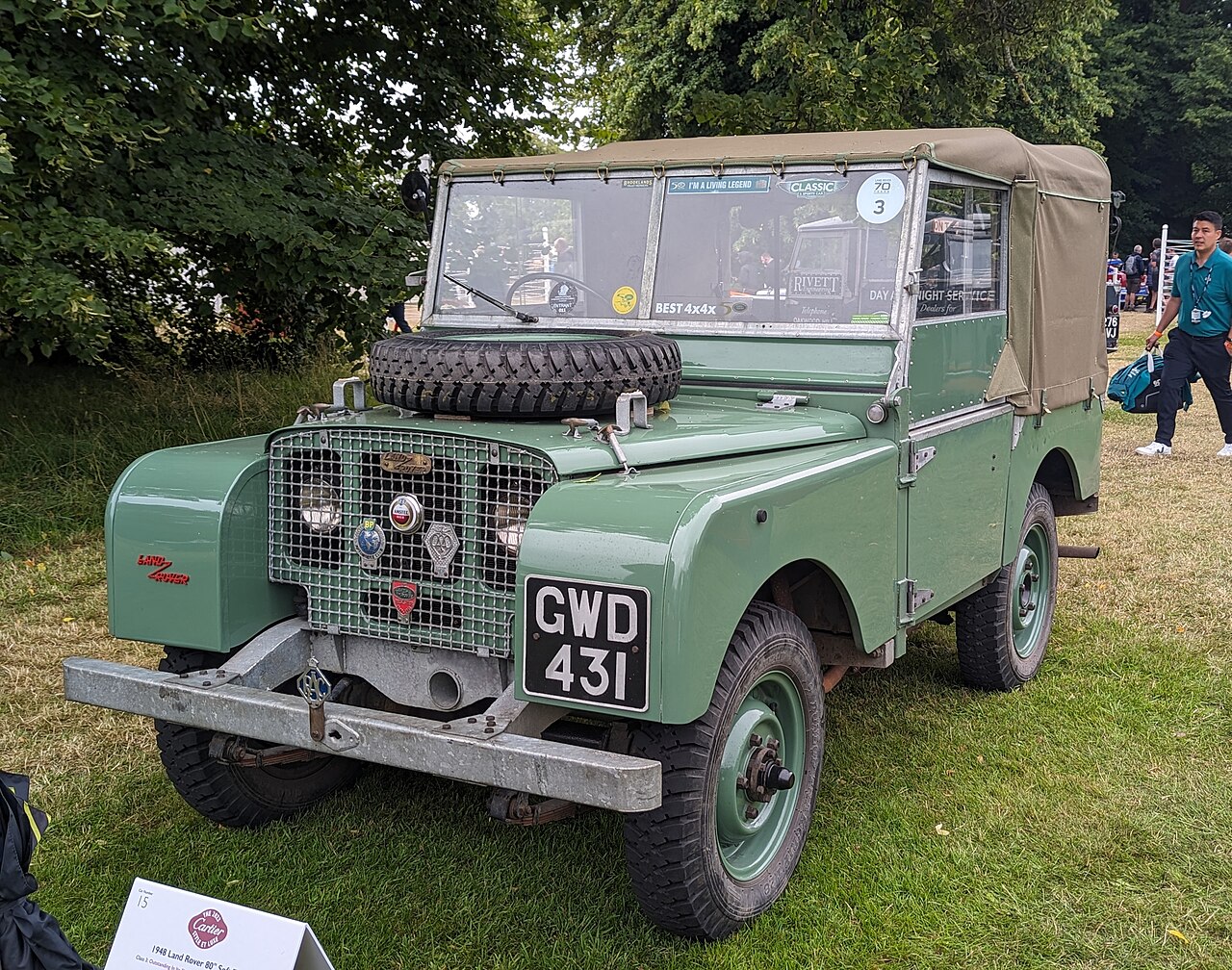 1948 Land Rover Series I 80-inch soft top in the launch-era light green