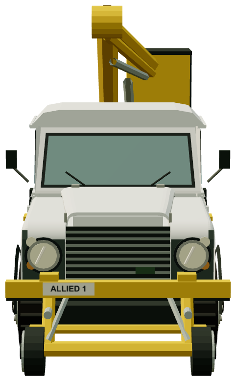 Allied Road-Rail Land Rover Platform — front render