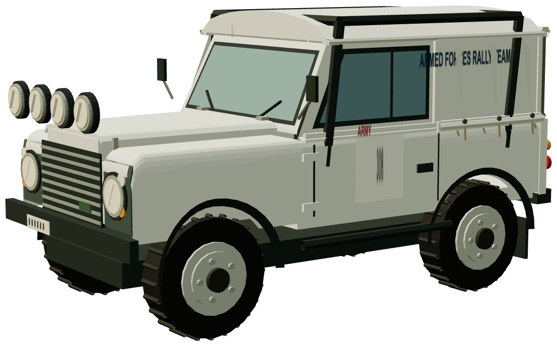 BAMA Ninety rally vehicle — Romeo Four — three-quarter render