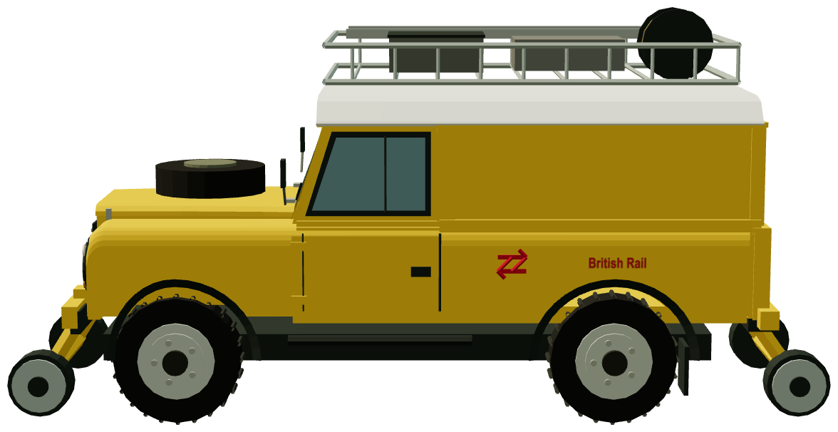 British Rail Road-Rail Land Rover — side render
