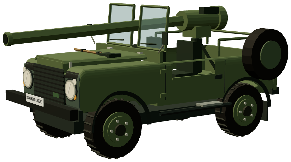 Defender 90 106 mm Recoilless Rifle Gunship — three-quarter render