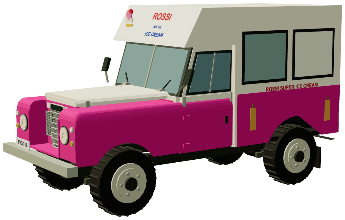 Hemsby Beach Ice Cream Van FVG 31J — three-quarter render