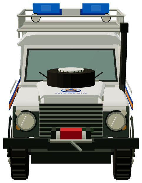 Louth Civil Defence Fire & Flood Response Defender — front render