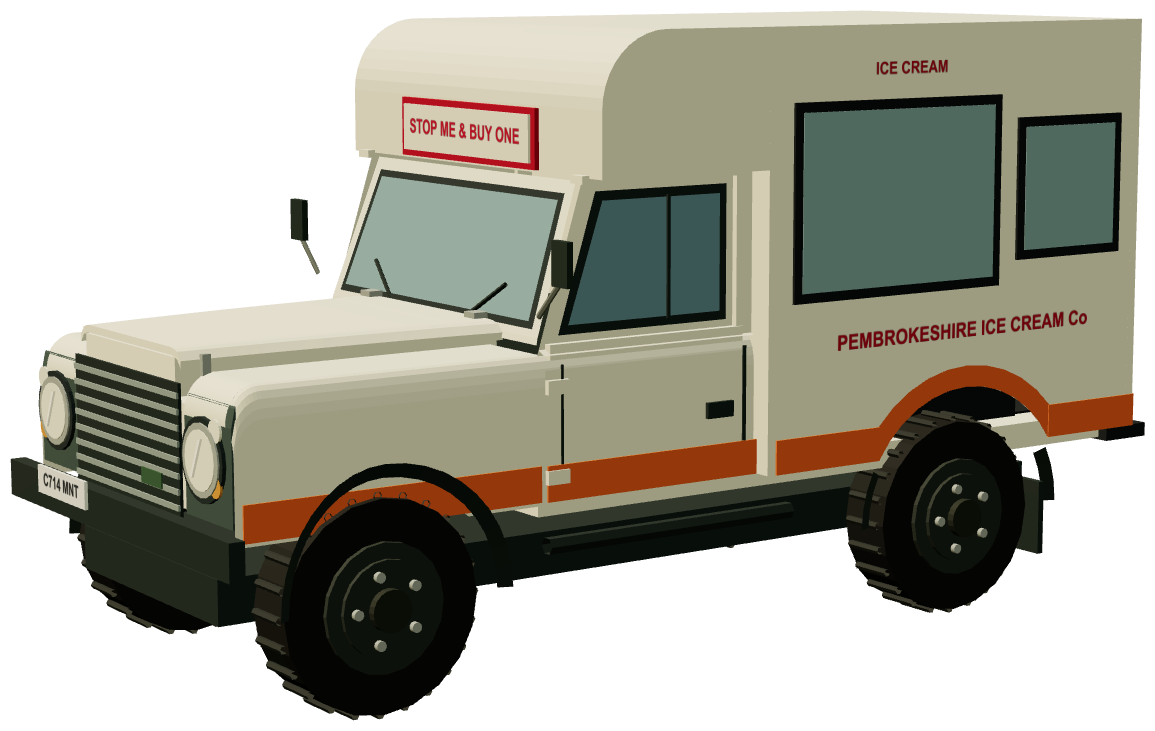 Pembrokeshire Ice Cream Co. Land Rover 110 — three-quarter render
