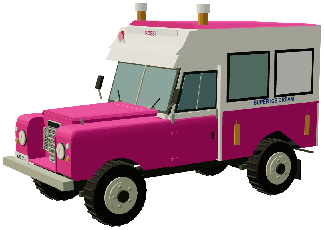 Rossi Ice Cream Land Rover AVG 31J — three-quarter render