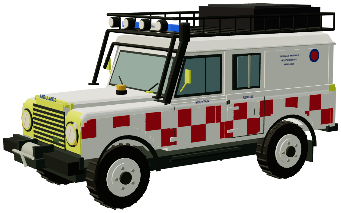 Teesdale and Weardale Search and Mountain Rescue Defender — three-quarter render