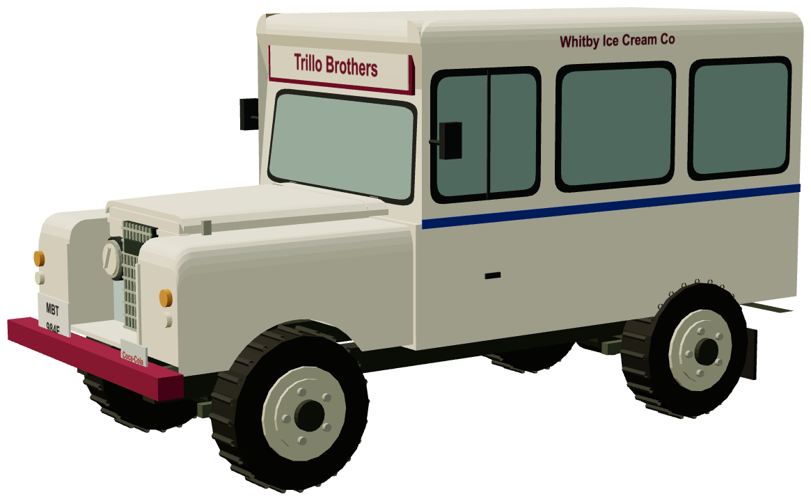 Trillo's of Whitby Ice Cream Van — three-quarter render