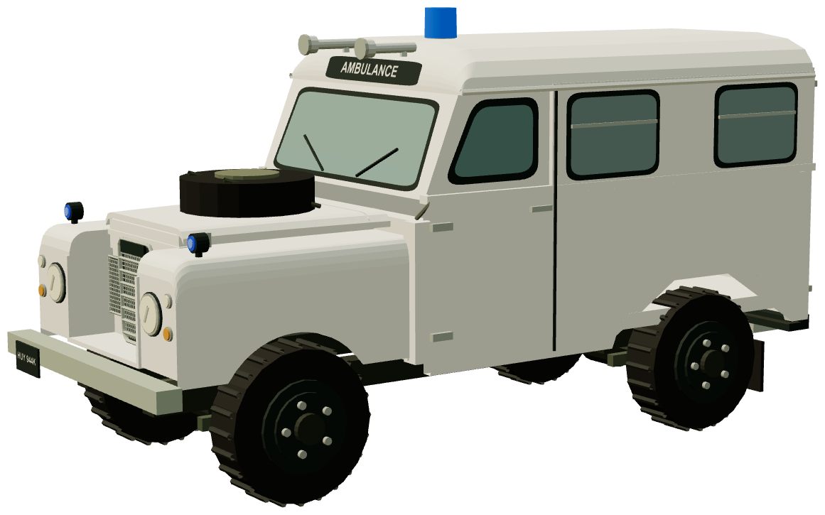 Worcestershire Ambulance Service Land Rover 109 — three-quarter render